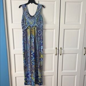 Apt. 9 Blue and Yellow Paisley Print Maxi Dress